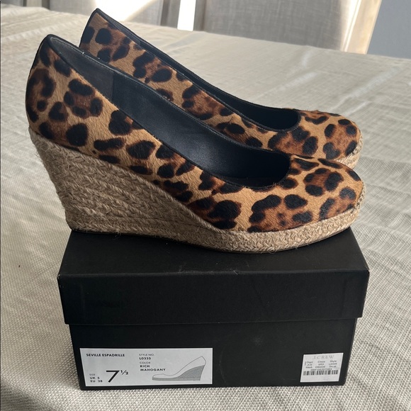 J. Crew Shoes - J. Crew Seville espadrille 3” wedges Leopard calf hair size 7.5 Mob wives